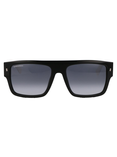 Dsquared2 Eyewear Rectangular Frame Sunglasses In 80s9o Black White