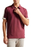 Ted Baker Abloom Relaxed Fit Zip Polo In Maroon