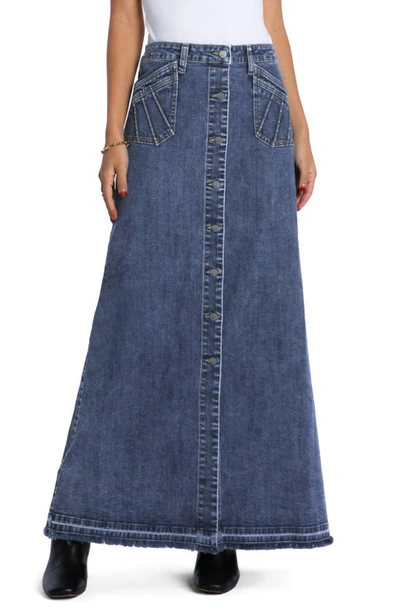 Wash Lab Denim Royal Denim Maxi Skirt In Baroness Blue