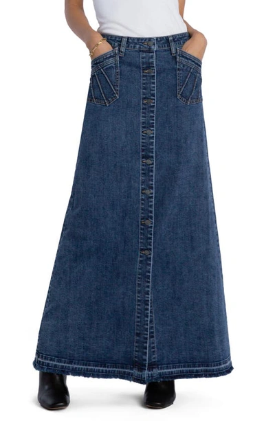 Wash Lab Denim Royal Denim Maxi Skirt In Imperial Blue