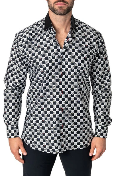 Maceoo Fibonacci Dogcheck Regular Fit Cotton Button-up Shirt In White