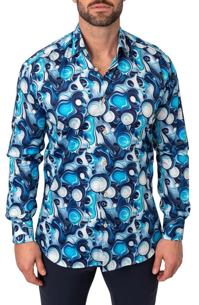 Maceoo Fibonacci Regular Fit Bubbleout Blue Button-up Shirt