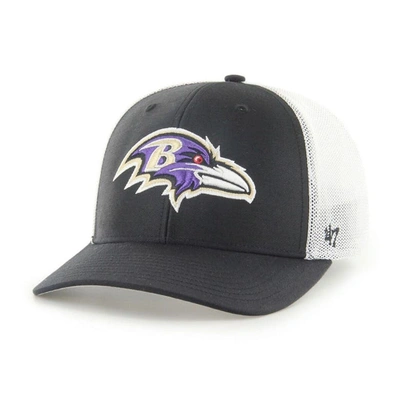 47 ' Black/white Baltimore Ravens Trophy Trucker Flex Hat