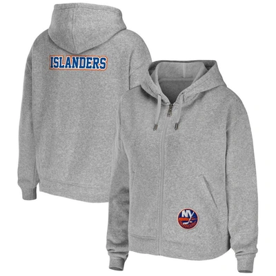 Wear By Erin Andrews Heather Grey New York Islanders Full-zip Hoodie