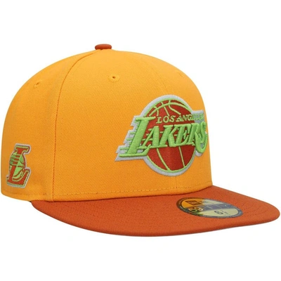 New Era Men's  Gold, Rust Los Angeles Lakers 59fifty Fitted Hat In Gold,rust