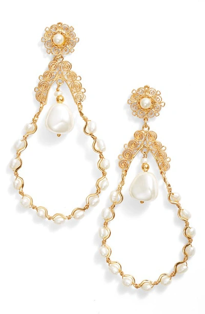 Gas Bijoux Nubia Mother-of-pearl Drop Earrings In White