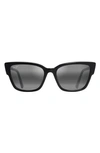 Maui Jim Kou 55mm Polarized Cat Eye Sunglasses In Black Gloss