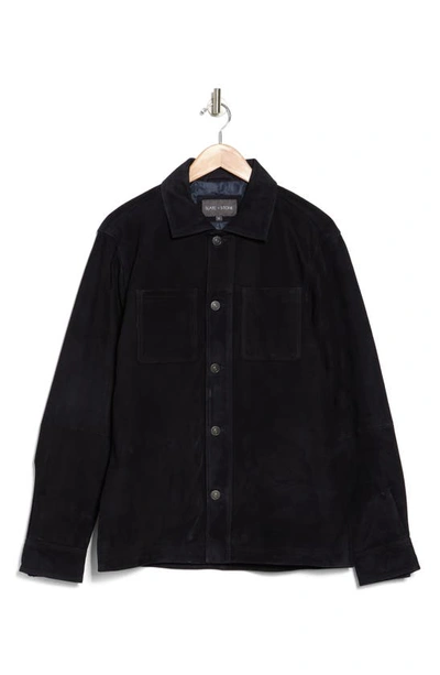Slate & Stone Suede Shirt Jacket In Blue