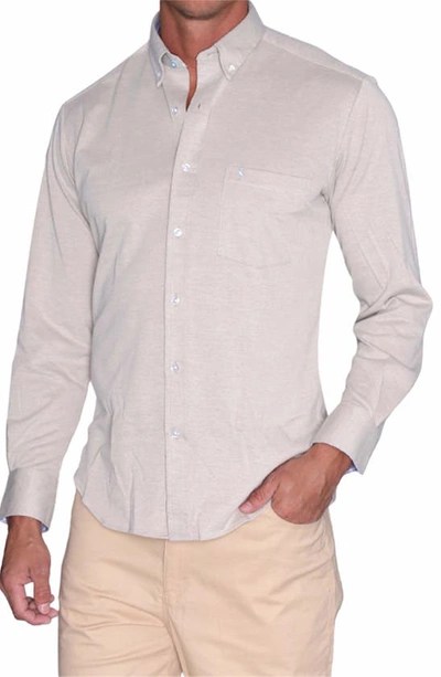 Tailorbyrd Solid Long Sleeve Micro Piqué Shirt In Grey Heather