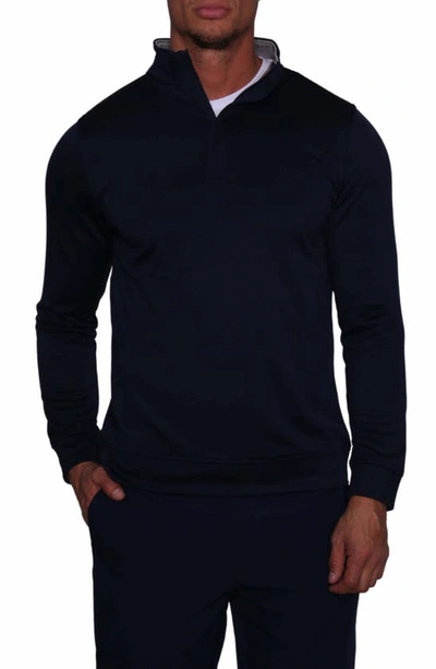 Tailorbyrd Performance Quarter Zip Sweater In Navy