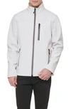 Guess Stand Collar Softshell Rain Jacket In White