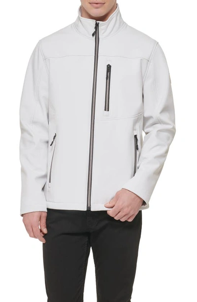 Guess Stand Collar Softshell Rain Jacket In White