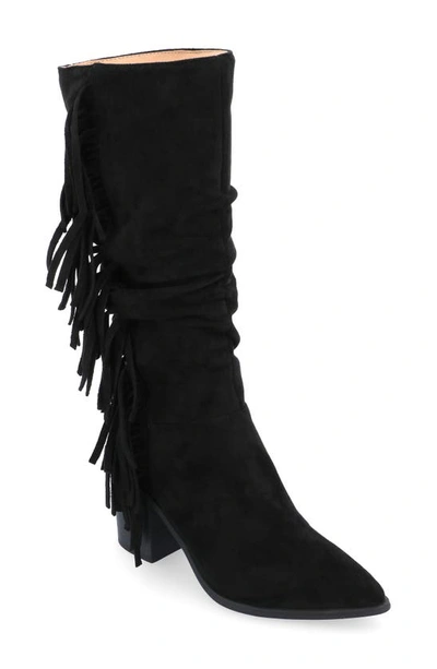 Journee Collection Hartly Fringe Western Boot In Black