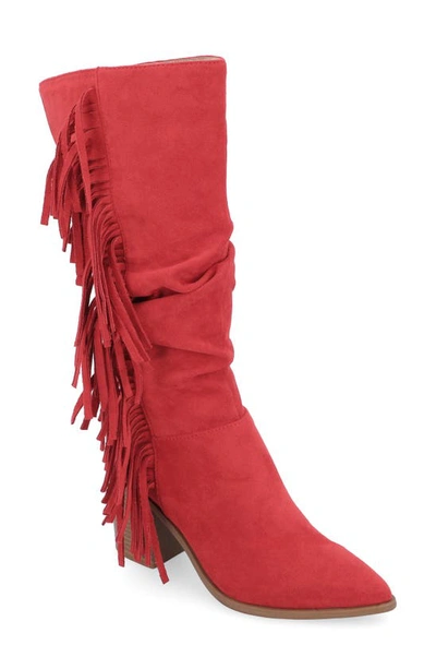 Journee Collection Hartly Fringe Western Boot In Red