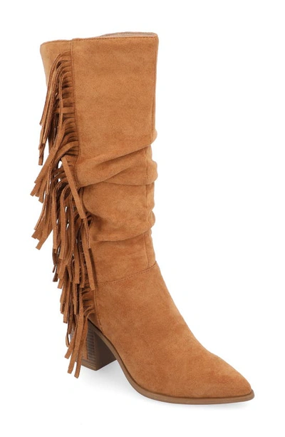 Journee Collection Hartly Fringe Western Boot In Tan