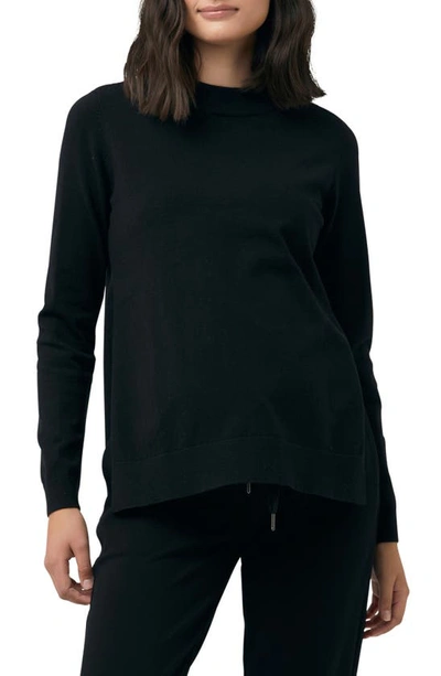 Ripe Maternity Morgan Side Split Mock Neck Maternity Sweater In Black