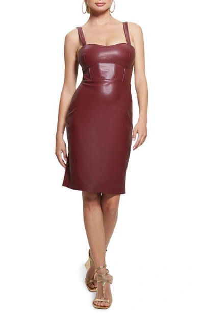 Guess Reid Faux Leather Corset Dress In Mystic Wine | ModeSens