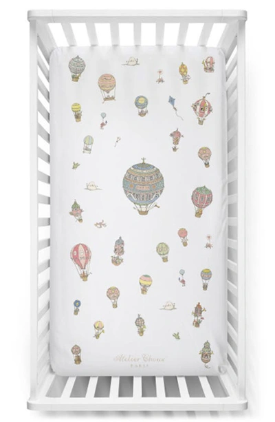 Atelier Choux Kids' Hot Air Balloons Fitted Crib Sheet In Multi