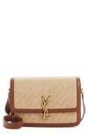 Saint Laurent Small Solfernio Raffia Shoulder Bag In Natural Sand/ Brick
