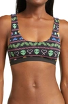 Meundies Print Bralette In Cosmic Mistletoe