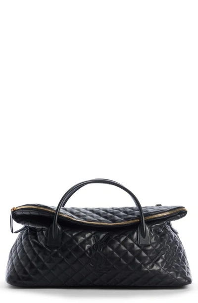 Saint Laurent Icare Quilted Leather Duffle Bag In Nero