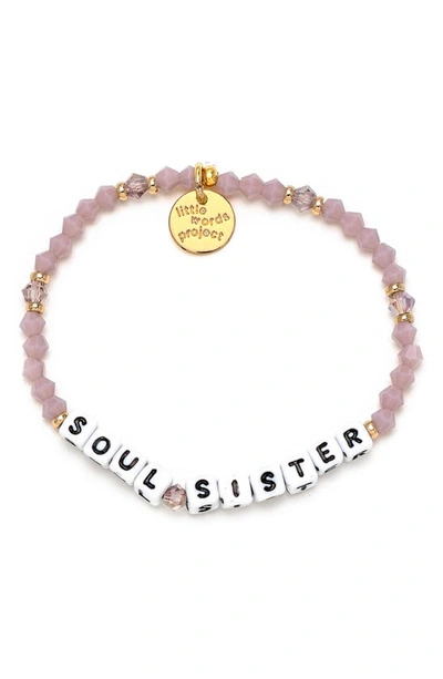 Little Words Project Soul Sister Beaded Stretch Bracelet In Lilac