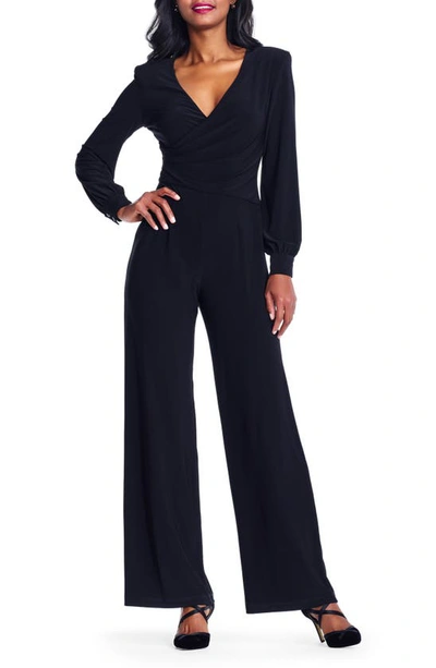 Adrianna Papell Long Sleeve Matte Jersey Jumpsuit In Dark Navy