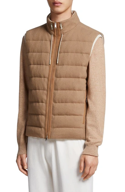 Zegna Padded Zipped-up Fastening Gilet In Camel