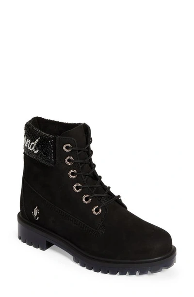 Jimmy Choo X Timberland Crystal Utility Boots In Black