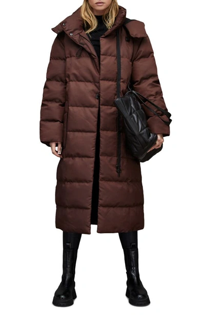 Allsaints Allana Oversized Puffer Coat In Chocolate