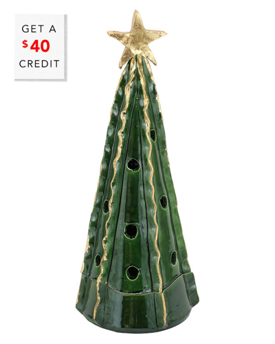 Vietri Foresta Large Tree With Ribbon & Gold Star In Green