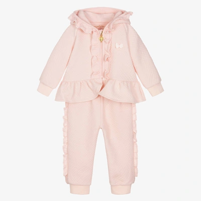 Angel's Face Baby Girls Pink Cotton Ruffle Tracksuit