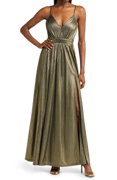 Lulus Beyond Exquisite Gold Metallic Lurex Maxi Dress