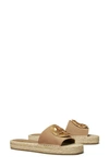 Tory Burch Woven Double T Espadrille Slide Sandal In Light Brown