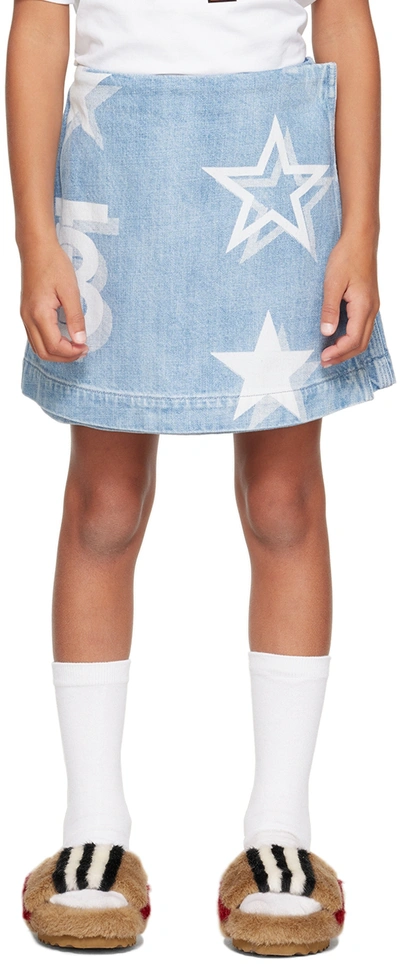 Burberry Kids Tb Monogram Denim Skirt (3-14 Years) In Pale Blue Ip Pat