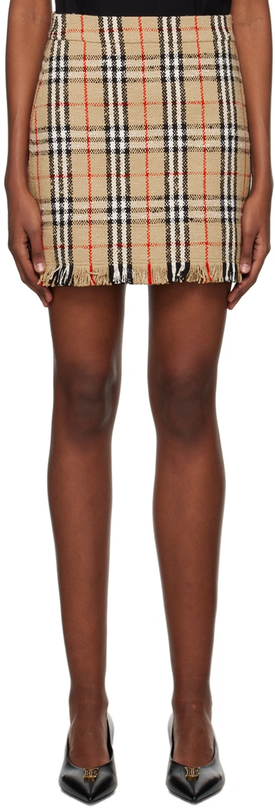 Burberry Mini Skirt With Boucle Vintage Check Motif In Beige