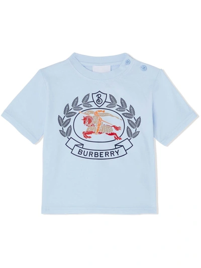 Burberry Kids' Sidney Logo-print Cotton T-shirt 6-24 Months In Pale Blue