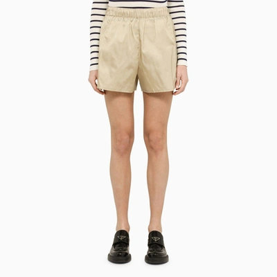 Prada Re-nylon Shorts In Sand