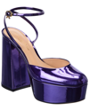 Gianvito Rossi Dua 70 Leather Platform Pump In Purple