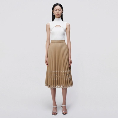 Jonathan Simkhai Harden Vegan Leather Midi Skirt In Camel