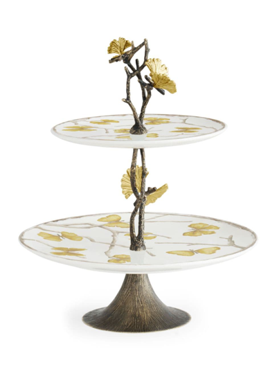 Michael Aram Butterfly Ginkgo 2-tier Porcelain Etagere In Multi