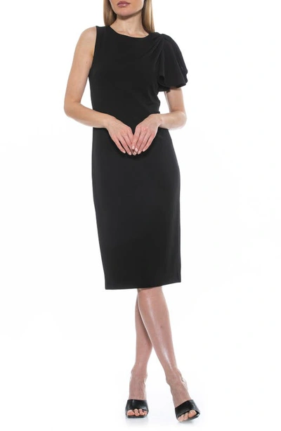 Alexia Admor Draped Sheath Midi Dress In Black