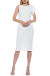 Alexia Admor Draped Sheath Midi Dress In Ivory