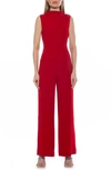 Alexia Admor Ember Draped Sleeveless Mock Neck Jumpsuit In Red