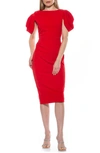 Alexia Admor Draped Shoulder Sheath Dress In Red