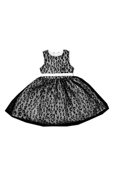 Joe-ella Kids' Little Girl's & Girl's Leopard Pattern Mesh Dress In Black