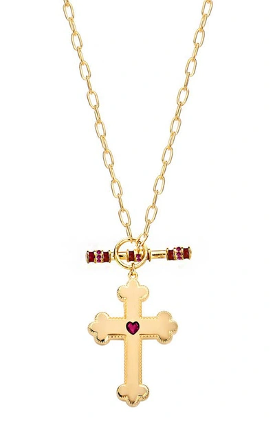 Gabi Rielle Cubic Zirconia Cross Faith Pendant Necklace In Gold