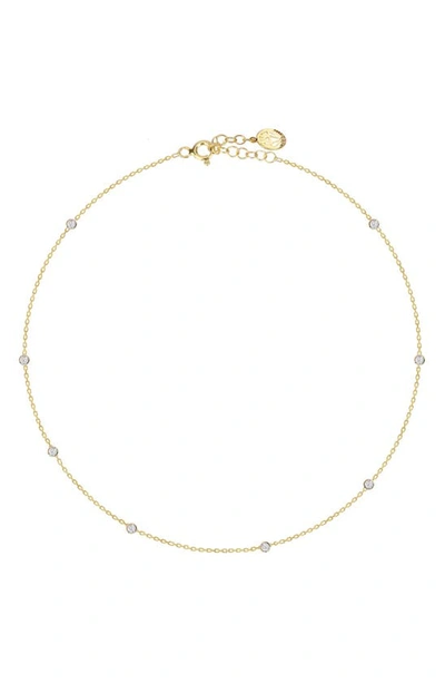 Gabi Rielle Faceted Bevel Cubic Zirconia Choker Necklace In Gold