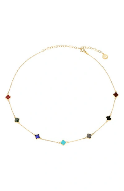 Gabi Rielle Enamel Clover Necklace In Gold