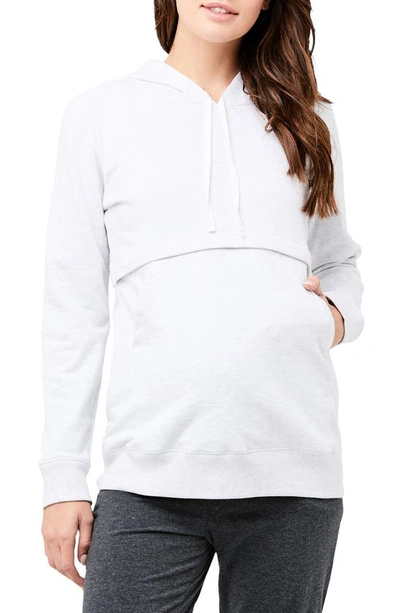 Ripe Maternity Kitty Cotton Blend Maternity/nursing Hooded Sweatshirt In Arctic